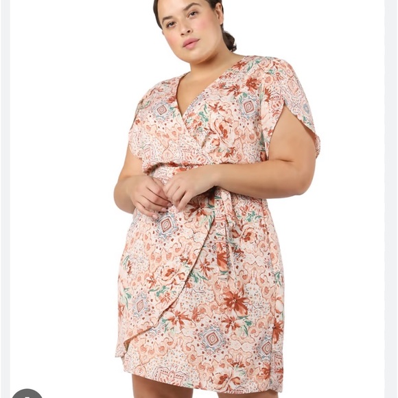NWT DEX FLORAL WRAP DRESS 2X - Picture 1 of 16